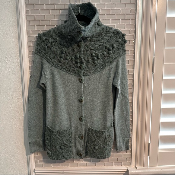 EUC Anthropologie Sleeping on Snow Fair Isle Style Funnel Neck Cardigan - Picture 4 of 11
